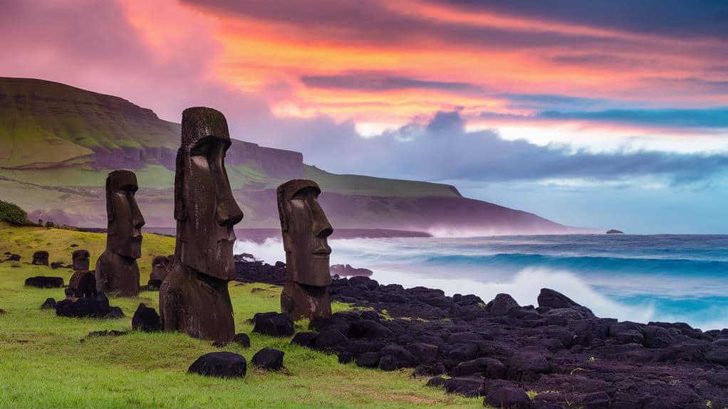 mysterious statues remote island